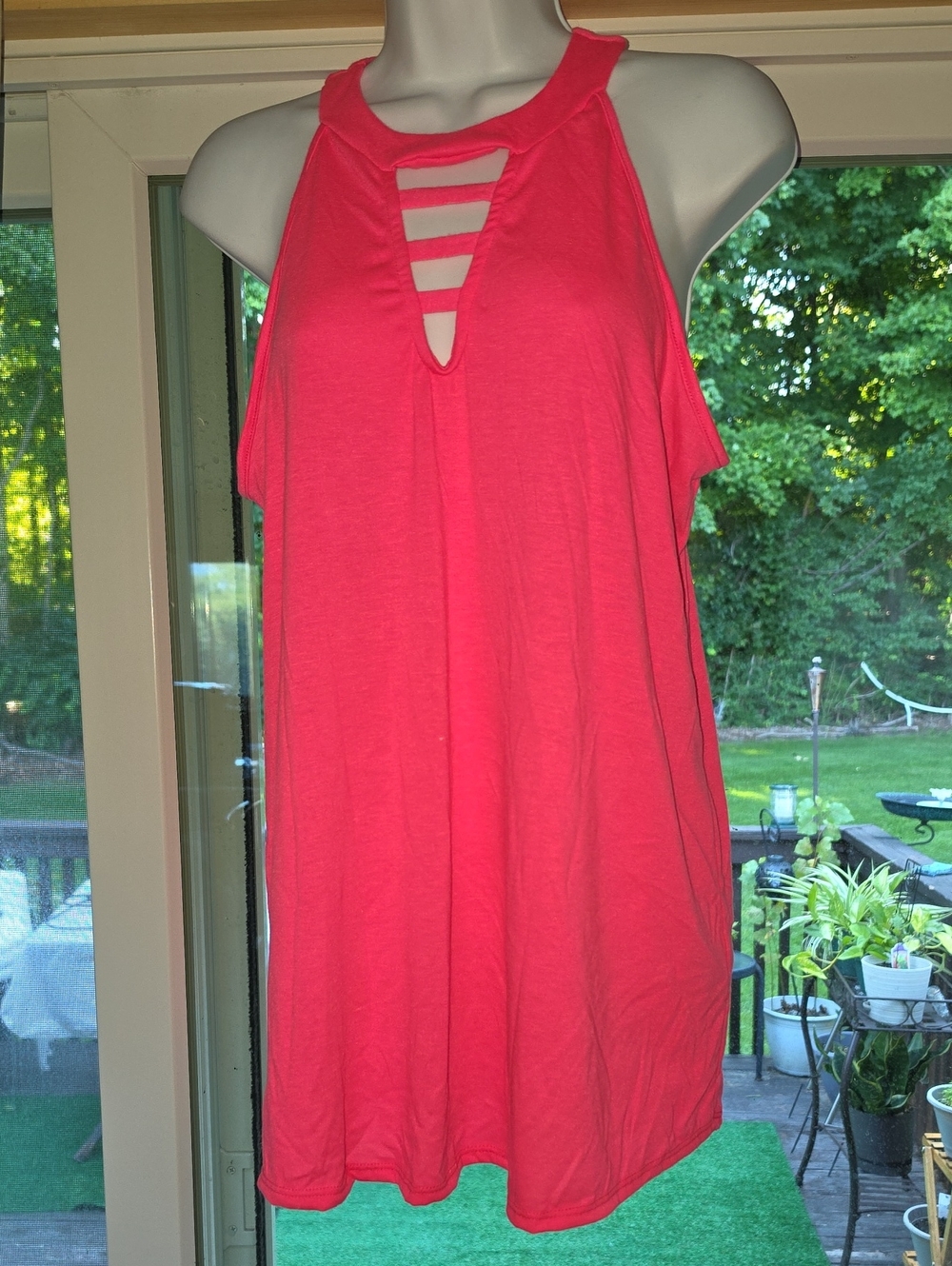 white birch Hot Pink Strappy V-Neck Tank NWOT